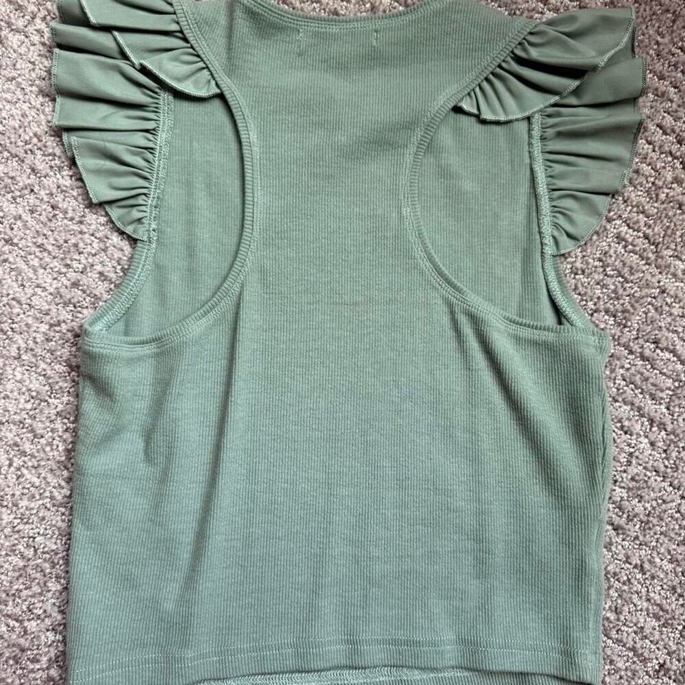 Green ribbed tank top - Picture 3 of 4